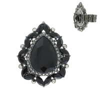 TEARDROP GEM WITH RHINESTONE STRETCH RING